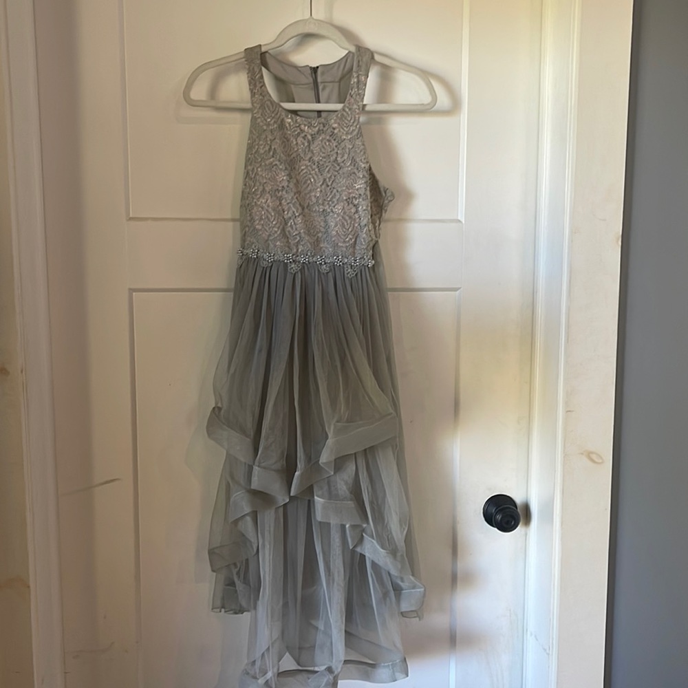 Blue Gorgeous Brand Girls Semi-Formal Silver Dress